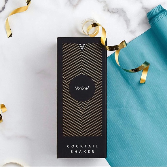 VonShef Blue Gold Cocktail Shaker, 21oz Capacity - Picture 6 of 7